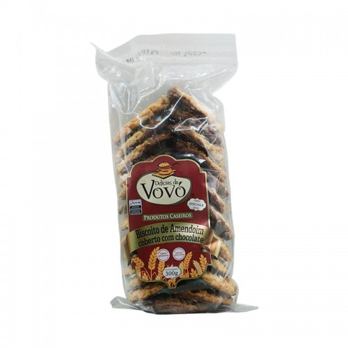 Biscoito de amendoim com cobertura de chocolate preto