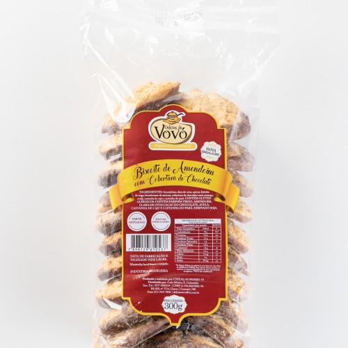 Biscoito de amendoim com cobertura de chocolate preto